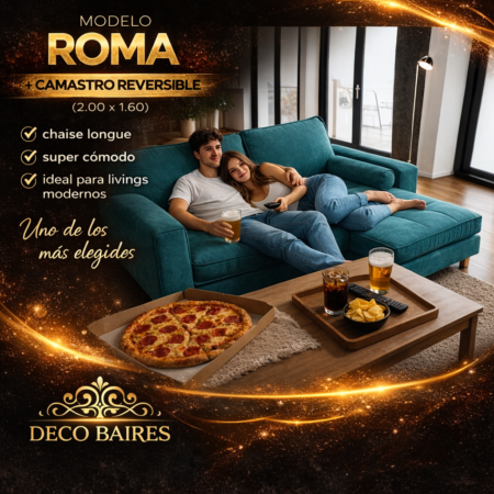 Modelo Roma reversible 2.20 x 1.60 botones asiento y respaldo liso